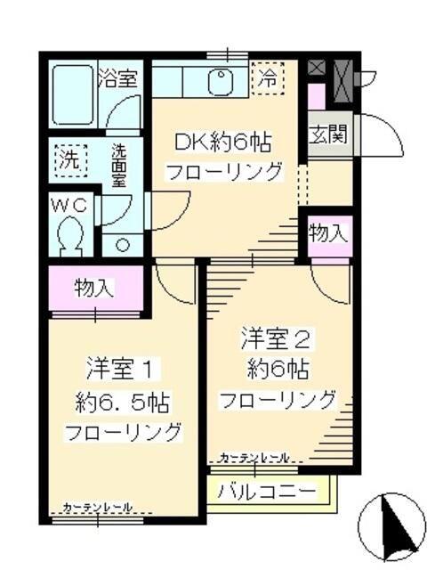 紫陽花館(2DK/1階)の間取り写真