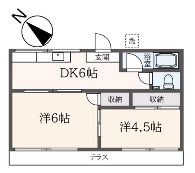 コーポ大岡(2DK/1階)の間取り写真