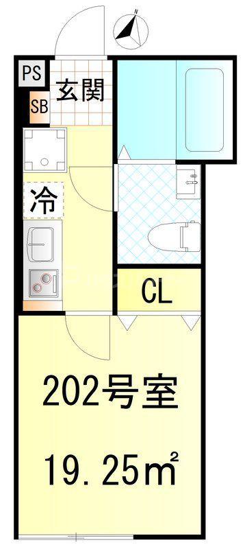 CFジオーレ北綾瀬テラス(1K/2階)の間取り写真