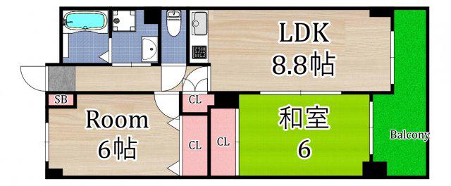 サンシード城東(2LDK/5階)の間取り写真