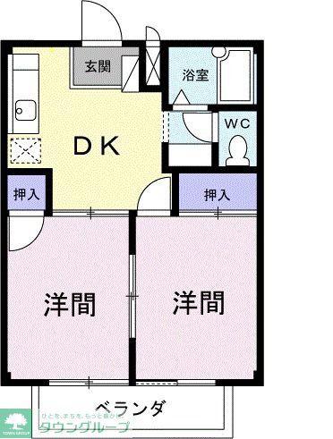 メゾン高篠B(2DK/2階)の間取り写真