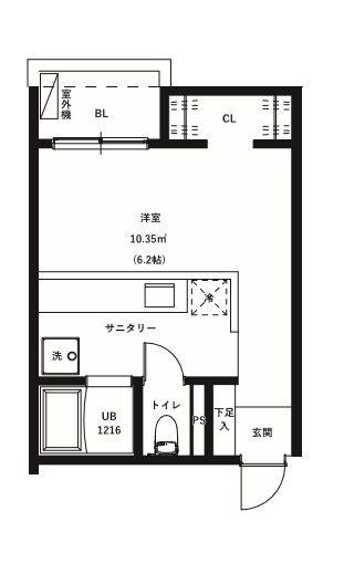REVE大津朝倉(ワンルーム/3階)の間取り写真