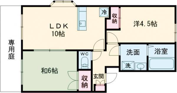 シャトレヴェールA棟(2LDK/2階)の間取り写真
