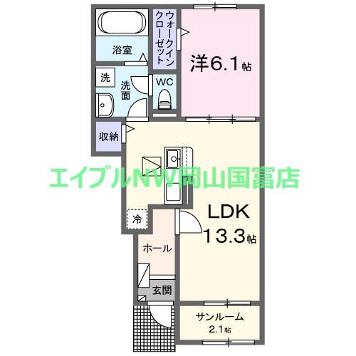 パン・カオレB(1LDK/1階)の間取り写真