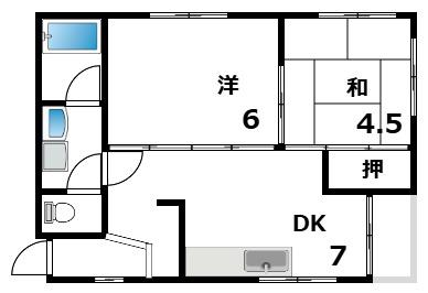 JUN芦屋(2DK/2階)の間取り写真