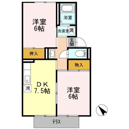 プレジール西大島(2DK/1階)の間取り写真