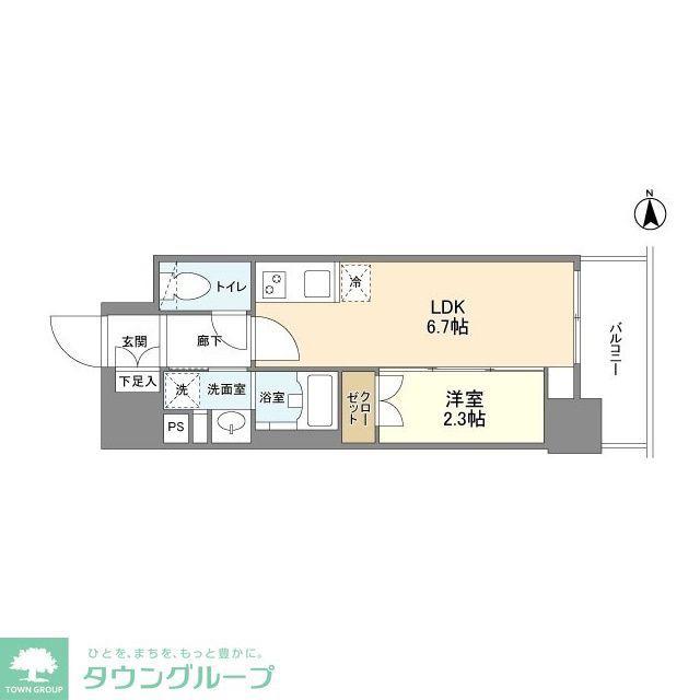リアンシエルブルー田端(1DK/9階)の間取り写真