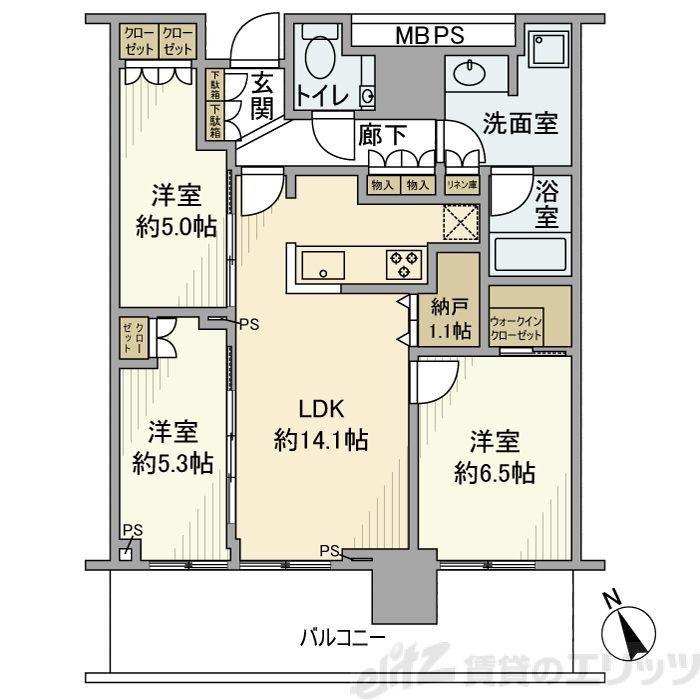 プラウドタワー小岩フロント(3LDK/22階)の間取り写真