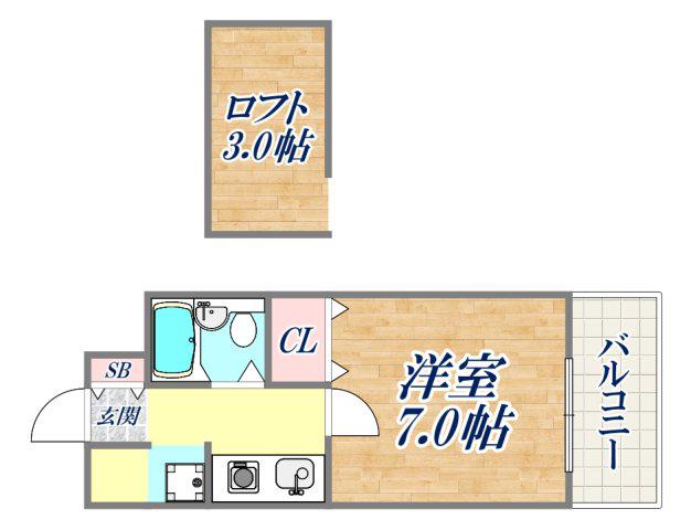 ラ・メール板宿(1K/1階)の間取り写真