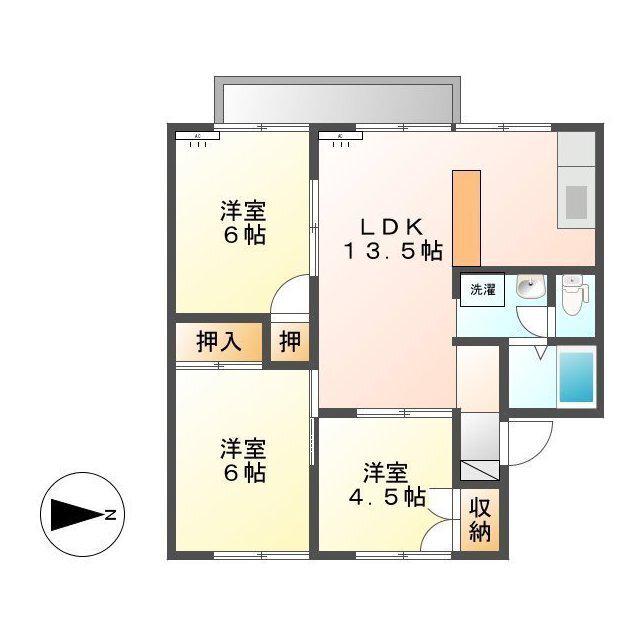 マリーンハイツ加賀(3LDK/2階)の間取り写真