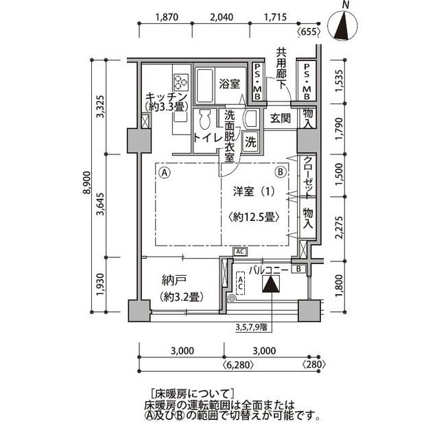 東雲キャナルコートCODAN15号棟(ワンルーム/9階)の間取り写真