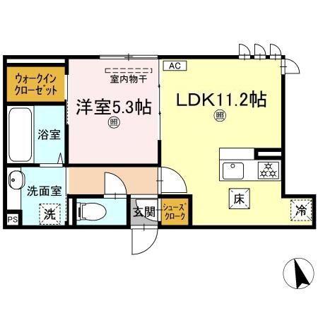 セイル倉敷(1LDK/1階)の間取り写真