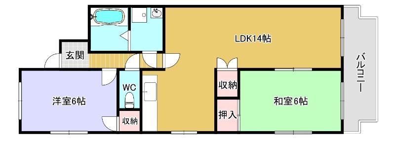アベニュー大森(2LDK/4階)の間取り写真