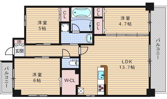 ソル グランデ(3LDK/4階)の間取り写真