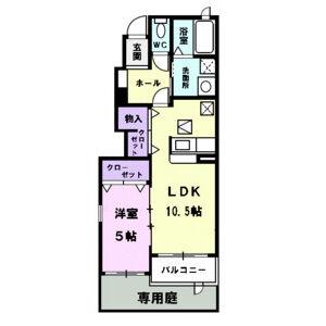 クレア・K(1LDK/1階)の間取り写真