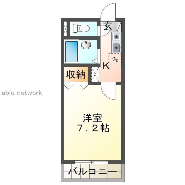 グリーンハウス(1K/1階)の間取り写真