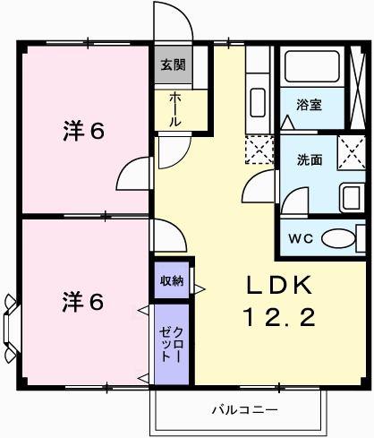 エスポワール新在家(2LDK/2階)の間取り写真