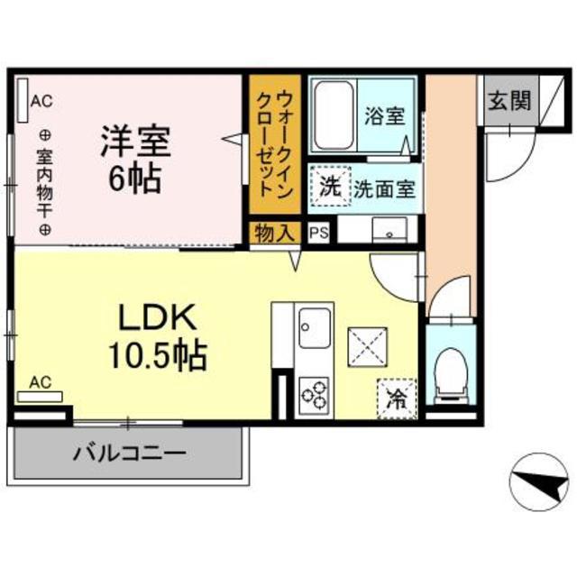 ハイクレア篠崎(1LDK/3階)の間取り写真