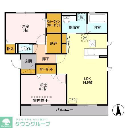 PENNY LANE A(2LDK/1階)の間取り写真