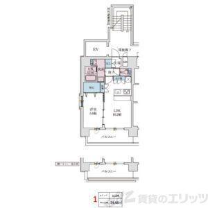 スプランディッド梅田ウエスト(1LDK/12階)の間取り写真