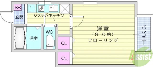 メゾン・ルエ長町南(1K/1階)の間取り写真