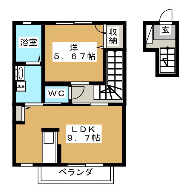 ソレイユ ルヴァン(1LDK/2階)の間取り写真