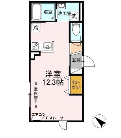 メゾンY&M II(ワンルーム/1階)の間取り写真
