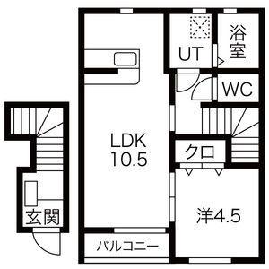 カーサシエロ(1LDK/2階)の間取り写真