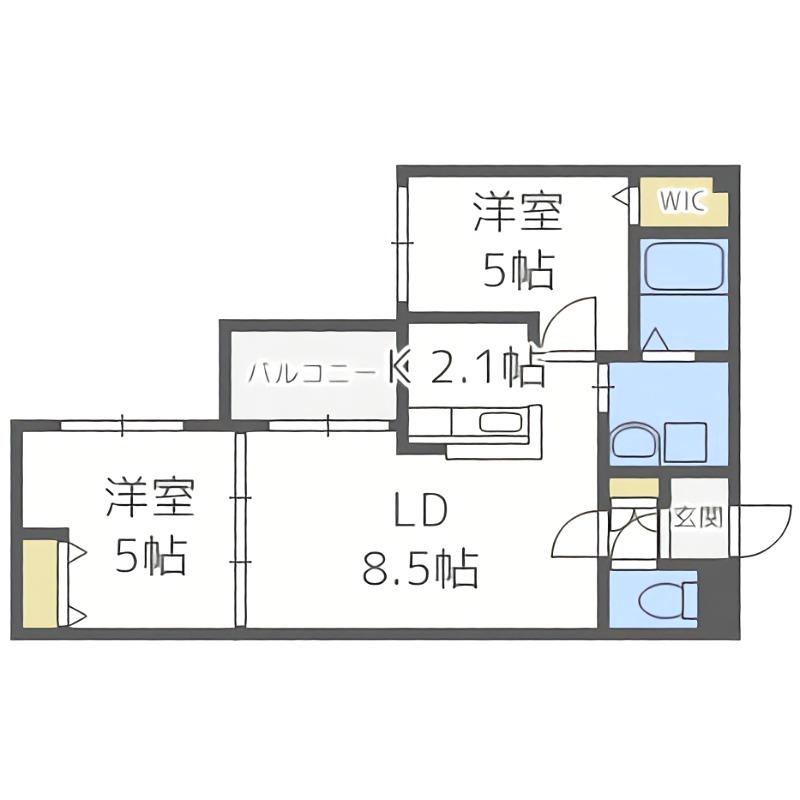 リンクス学園前(2LDK/2階)の間取り写真