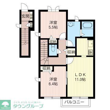 サニーコートA(2LDK/2階)の間取り写真
