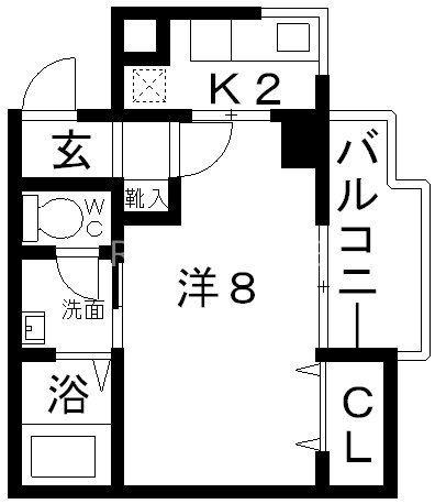 エルベ27(1K/4階)の間取り写真