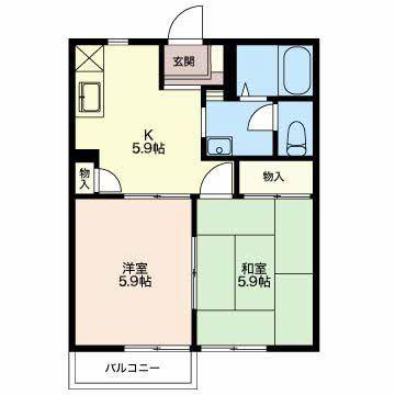 グレースマンションC(2K/2階)の間取り写真