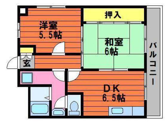 ラフォーレ弐番館(2DK/3階)の間取り写真