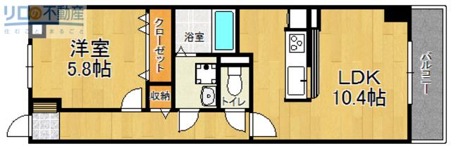 エクセラン(1LDK/1階)の間取り写真