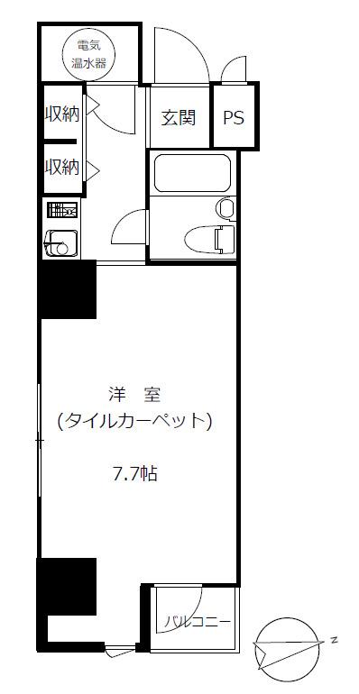 パラシオン浜松町(1K/6階)の間取り写真