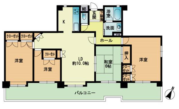パークノヴァ室見南(4LDK/4階)の間取り写真