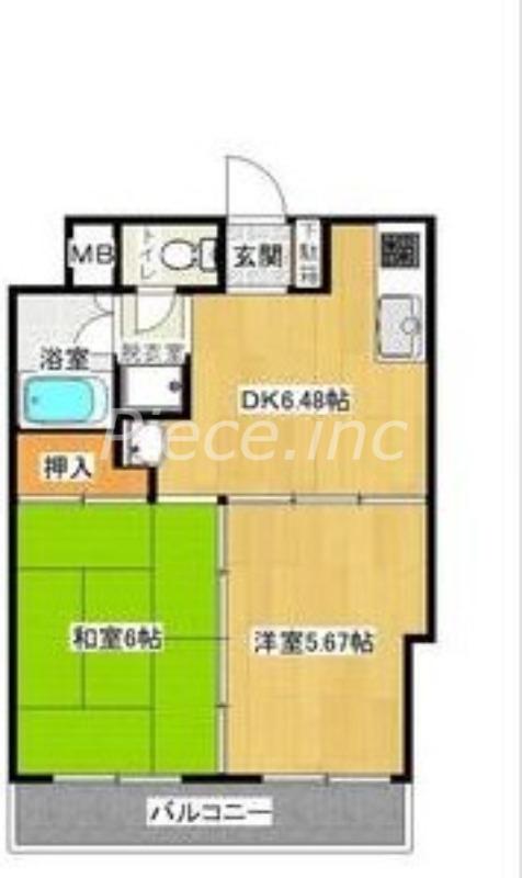 シンコーメゾン扇町(2DK/6階)の間取り写真