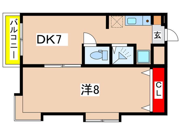クライアント百合ヶ丘(1DK/3階)の間取り写真