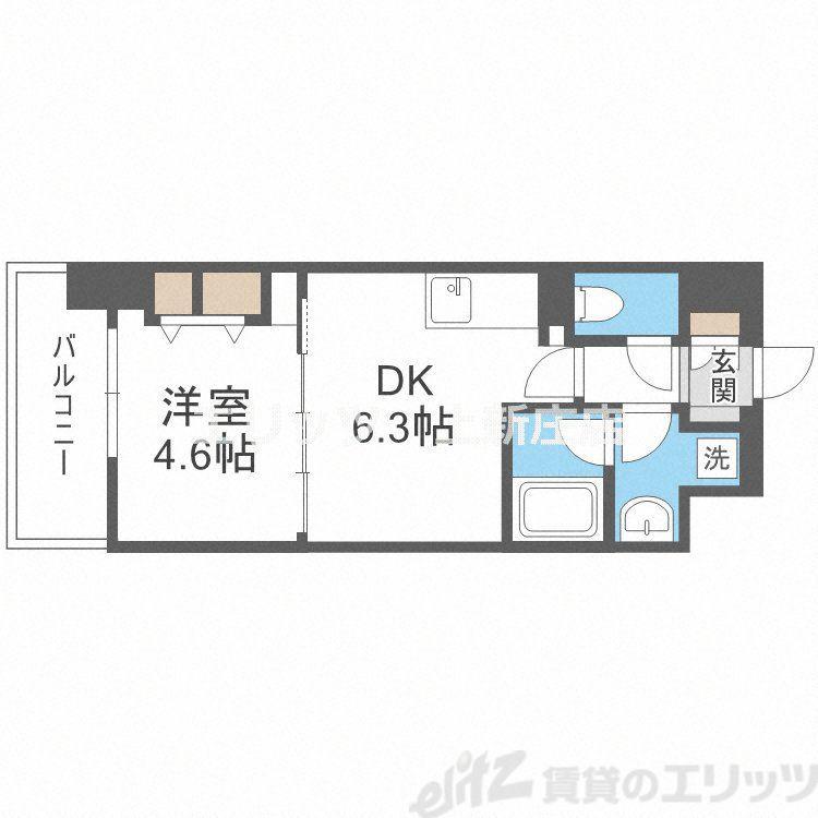 アーバネックス同心(1DK/3階)の間取り写真