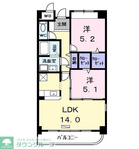 プレシャス・コート(2LDK/6階)の間取り写真