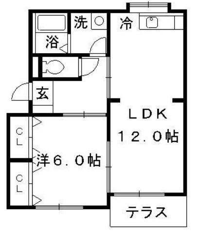 クレール弥生(1LDK/1階)の間取り写真