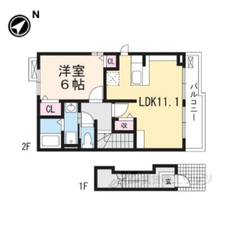 グレイス(1LDK/2階)の間取り写真