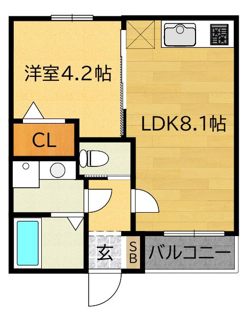 ALEGRIA喜連東(1LDK/2階)の間取り写真