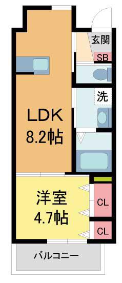アプローズ清荒神(1DK/1階)の間取り写真
