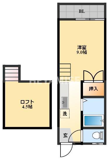 アメニティ参番館(ワンルーム/1階)の間取り写真
