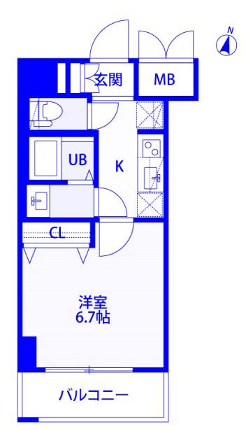 ブランセ大宮(1K/4階)の間取り写真