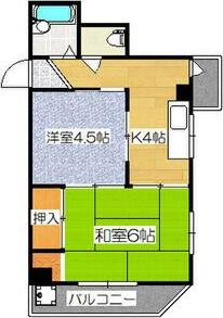 レナジア中川(2DK/3階)の間取り写真