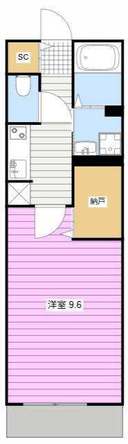 ウエスト FIELD(1K/1階)の間取り写真