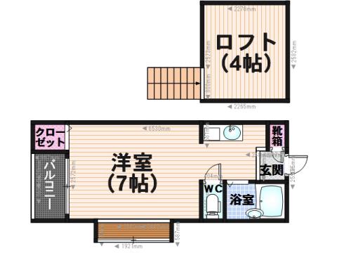 アール・ヴェール(ワンルーム/2階)の間取り写真