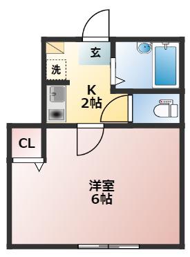 HILLTOP TERRACE(1K/1階)の間取り写真